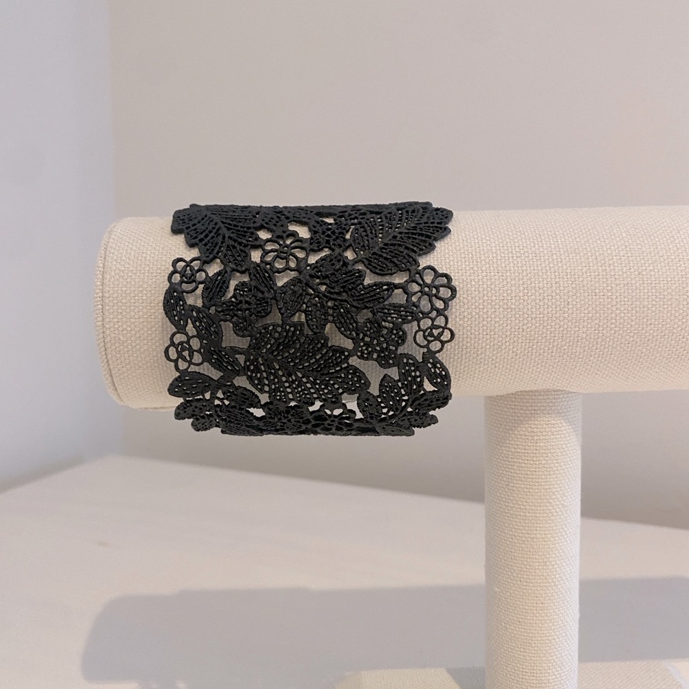 Stella & Dot Chantilly Lace Cuff Bracelet in Black